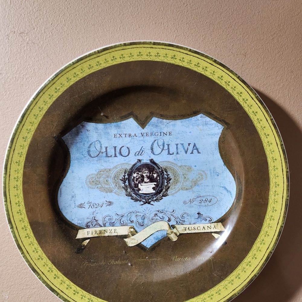 Oneida Olive Oil Plate with Green and Blue Accents Set Of 4
